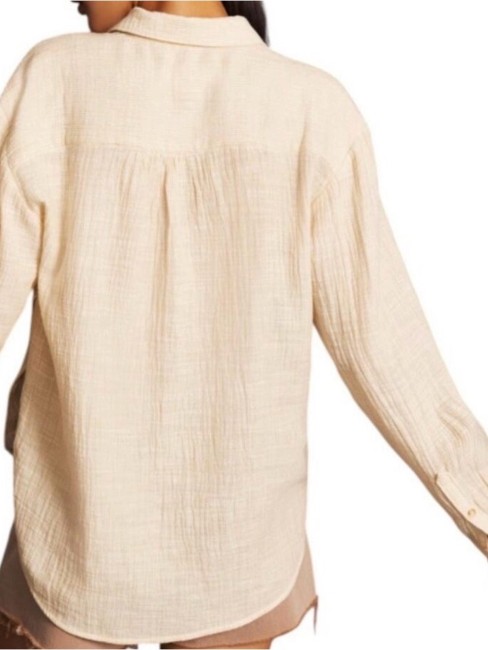 Anthropologie Cream Button-Placket Gauze Tunic with button details - Picture 3 of 7
